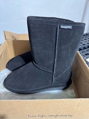 BearPaw Black Suede Mid-Calf Womens Boots